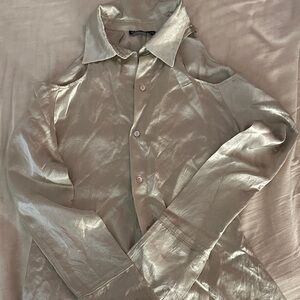 Zara Metallic Satin Blouse